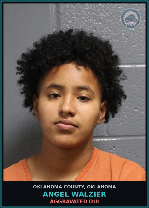 Booking mugshot of Angel Walzier in Oklahoma County