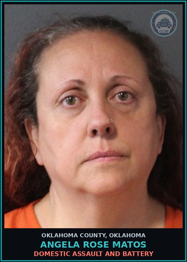 Booking mugshot of Angela Rose Matos in Oklahoma County