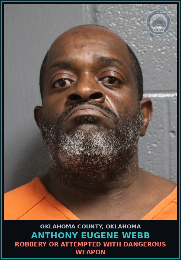 Booking mugshot of Anthony Eugene Webb in Oklahoma County