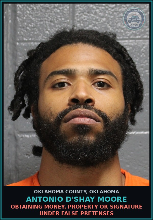 Booking mugshot of Antonio D'Shay Moore in Oklahoma County