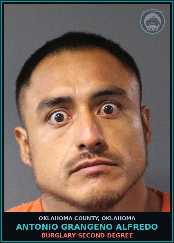 Booking mugshot of Antonio Grangeno Alfredo in Oklahoma County