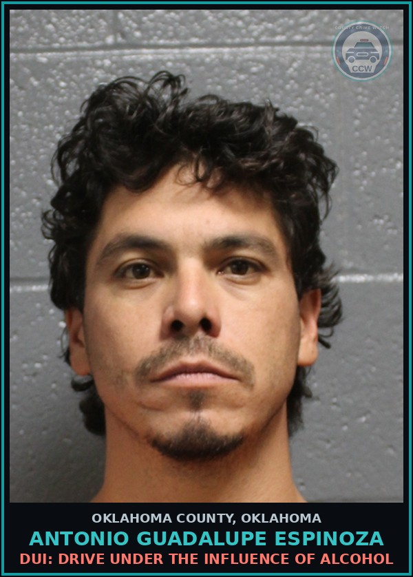 Booking mugshot of Antonio Guadalupe Espinoza in Oklahoma County