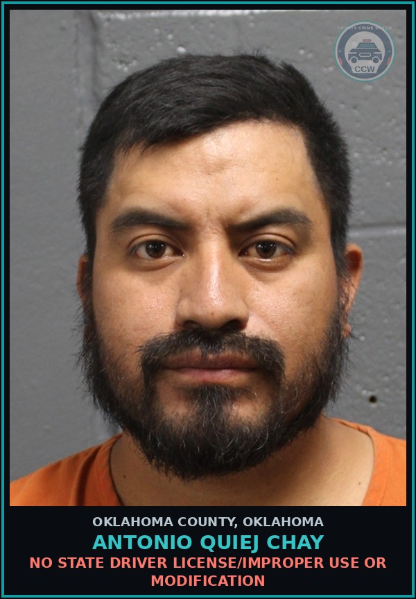 Booking mugshot of Antonio Quiej Chay in Oklahoma County