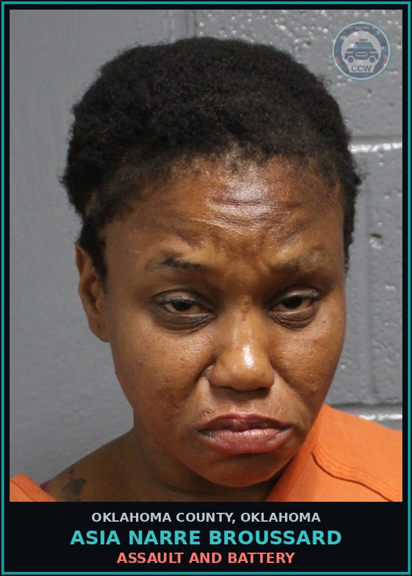 Booking mugshot of Asia Narre Broussard in Oklahoma County
