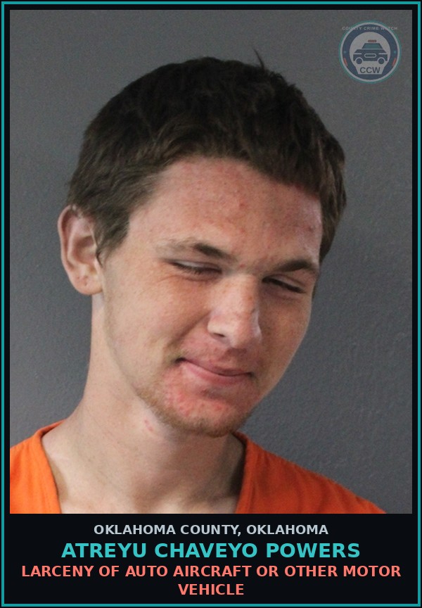Booking mugshot of Atreyu Chaveyo Powers in Oklahoma County