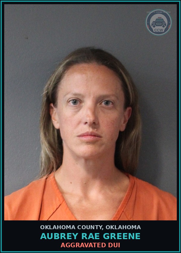 Booking mugshot of Aubrey Rae Greene in Oklahoma County