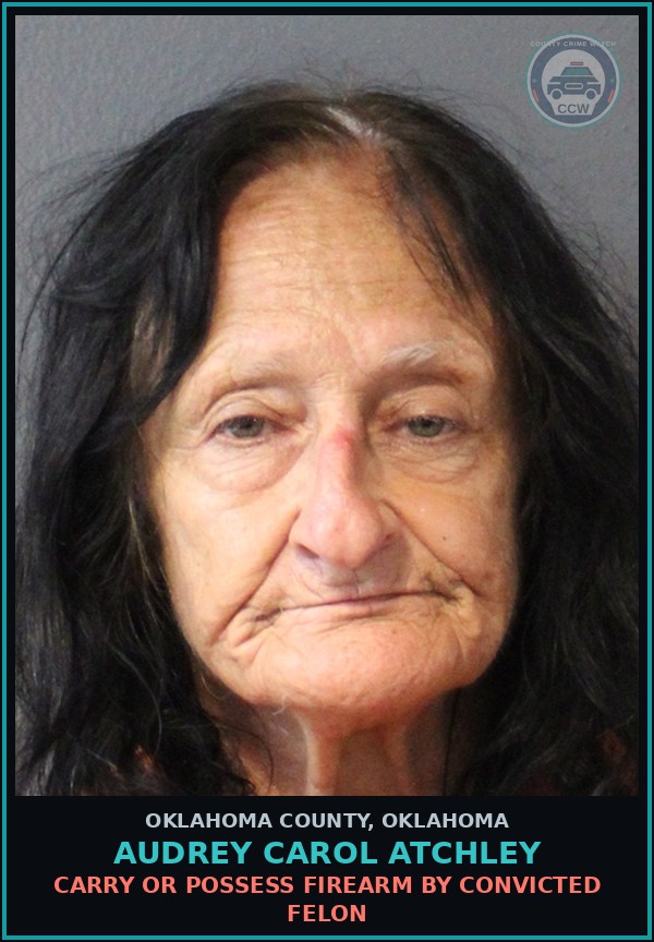 Booking mugshot of Audrey Carol Atchley in Oklahoma County