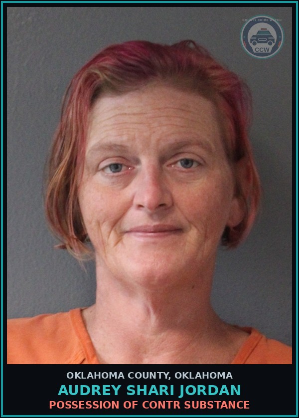Booking mugshot of Audrey Shari Jordan in Oklahoma County