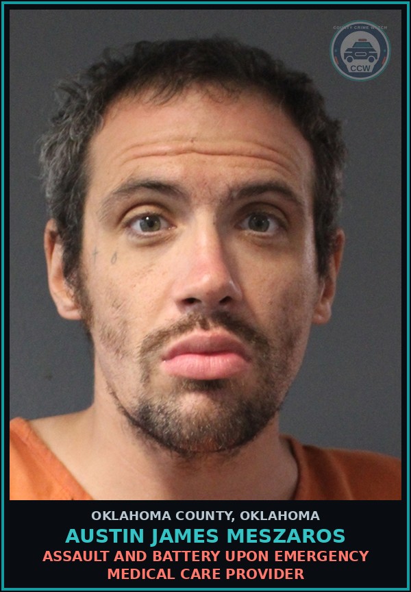 Booking mugshot of Austin James Meszaros in Oklahoma County