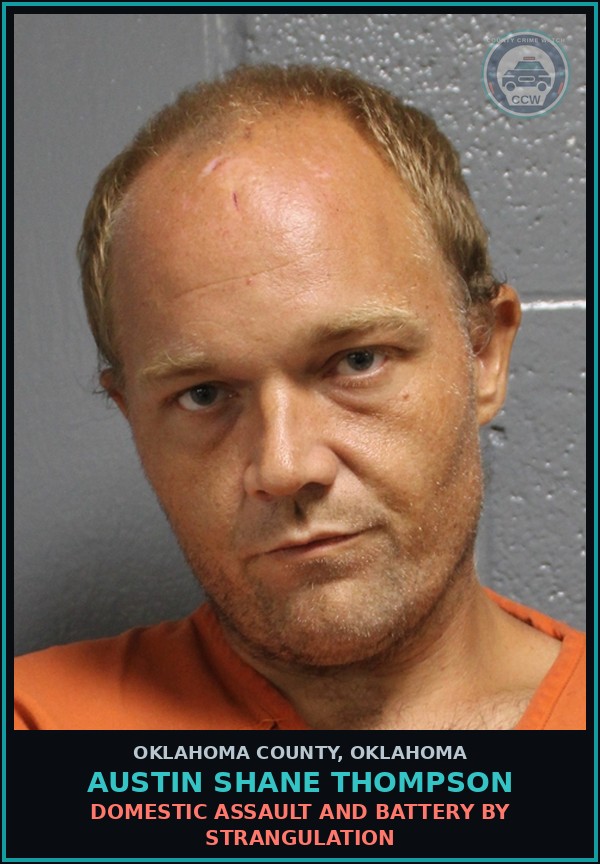 Booking mugshot of Austin Shane Thompson in Oklahoma County