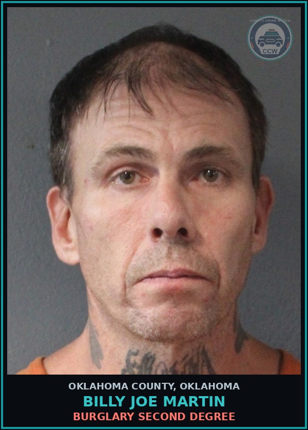 Booking mugshot of Billy Joe Martin in Oklahoma County