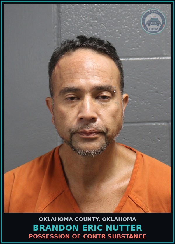 Booking mugshot of Brandon Eric Nutter in Oklahoma County