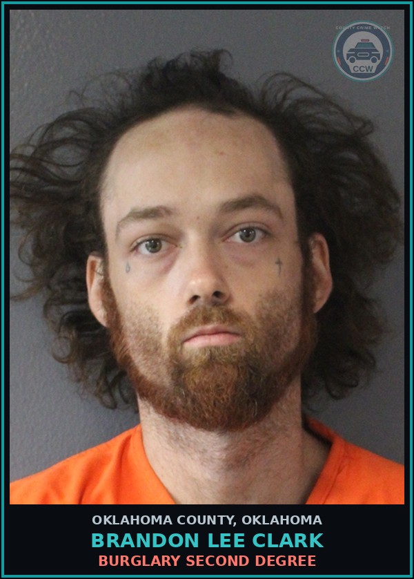 Booking mugshot of Brandon Lee Clark in Oklahoma County