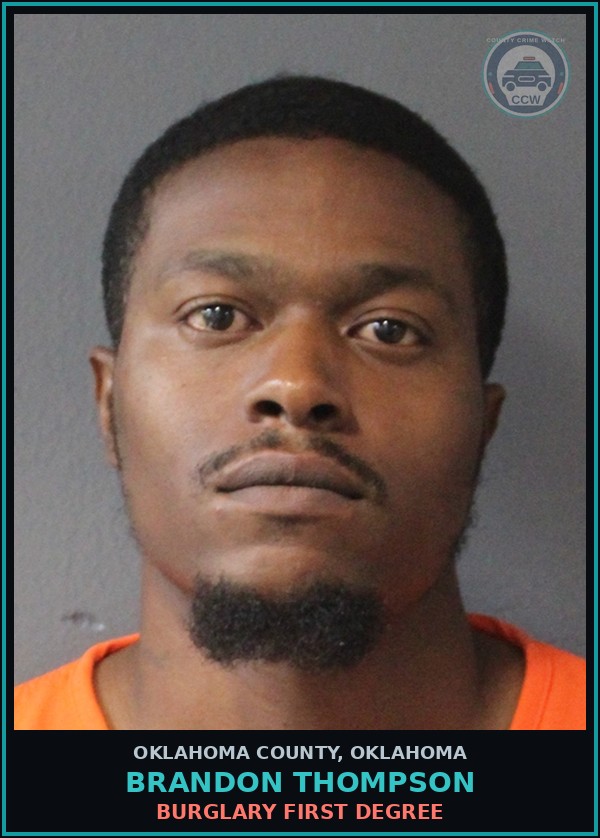 Booking mugshot of Brandon Thompson in Oklahoma County