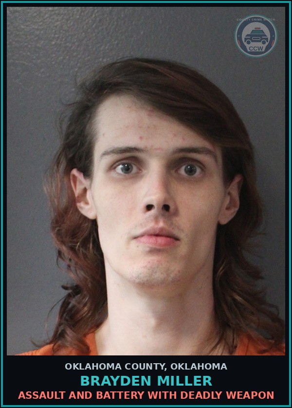 Booking mugshot of Brayden Miller in Oklahoma County