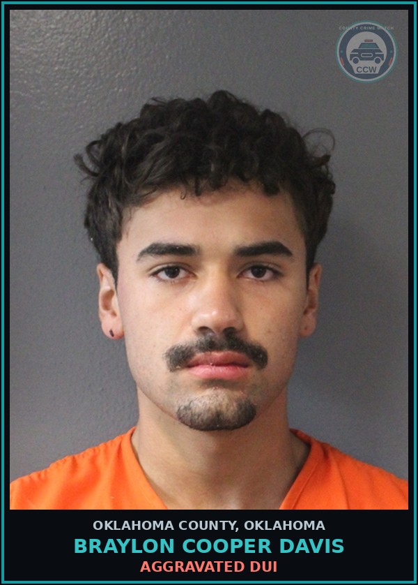 Booking mugshot of Braylon Cooper Davis in Oklahoma County
