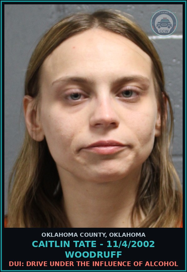 Booking mugshot of Caitlin Tate - 11/4/2002 Woodruff in Oklahoma County