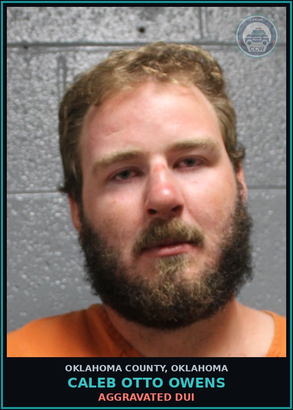 Booking mugshot of Caleb Otto Owens in Oklahoma County