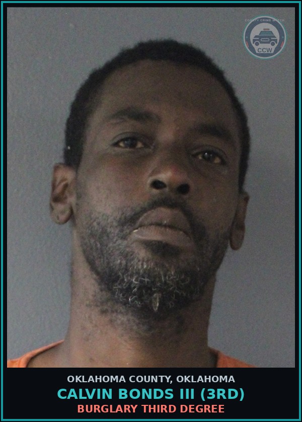 Booking mugshot of Calvin Bonds Iii (3Rd) in Oklahoma County