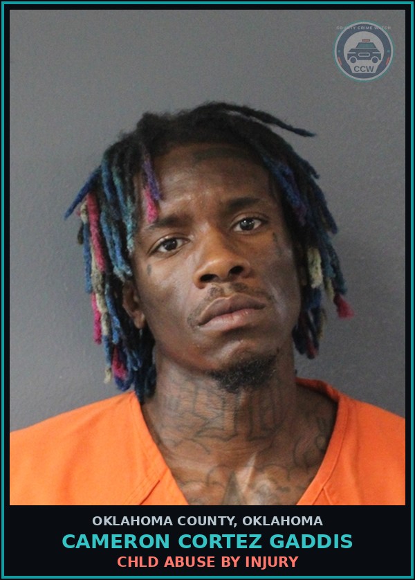 Booking mugshot of Cameron Cortez Gaddis in Oklahoma County
