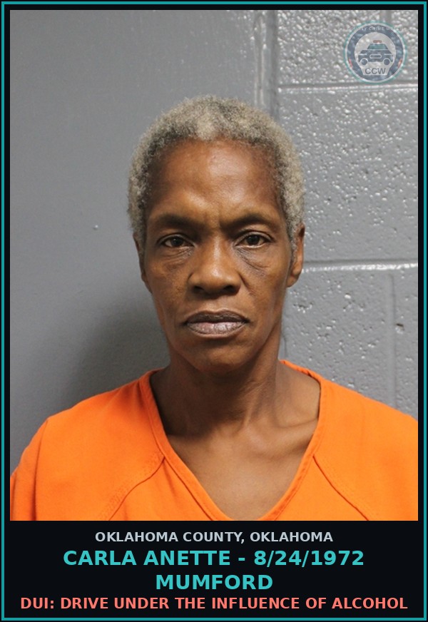 Booking mugshot of Carla Anette - 8/24/1972 Mumford in Oklahoma County