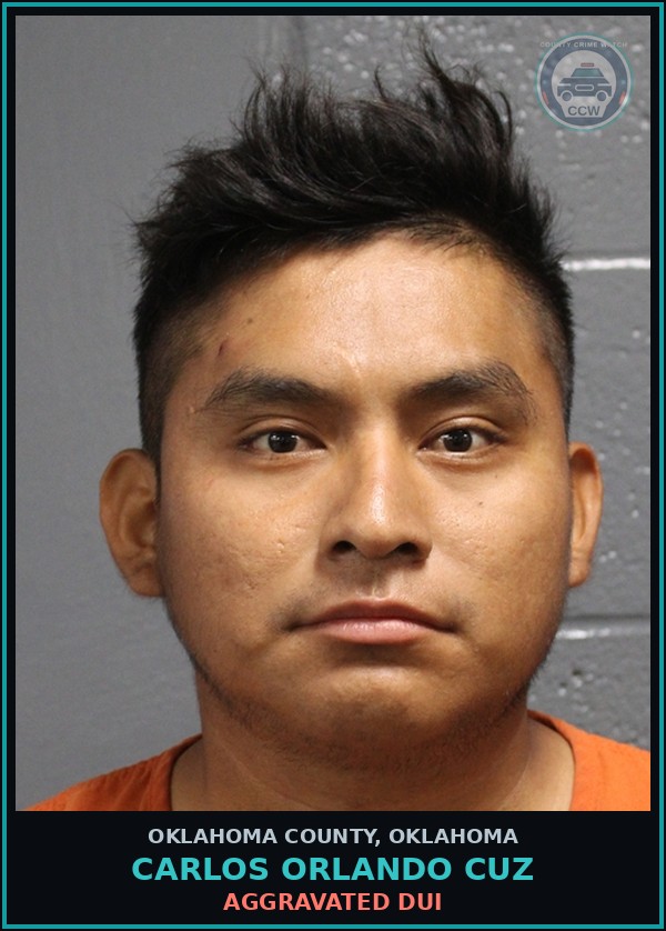 Booking mugshot of Carlos Orlando Cuz in Oklahoma County