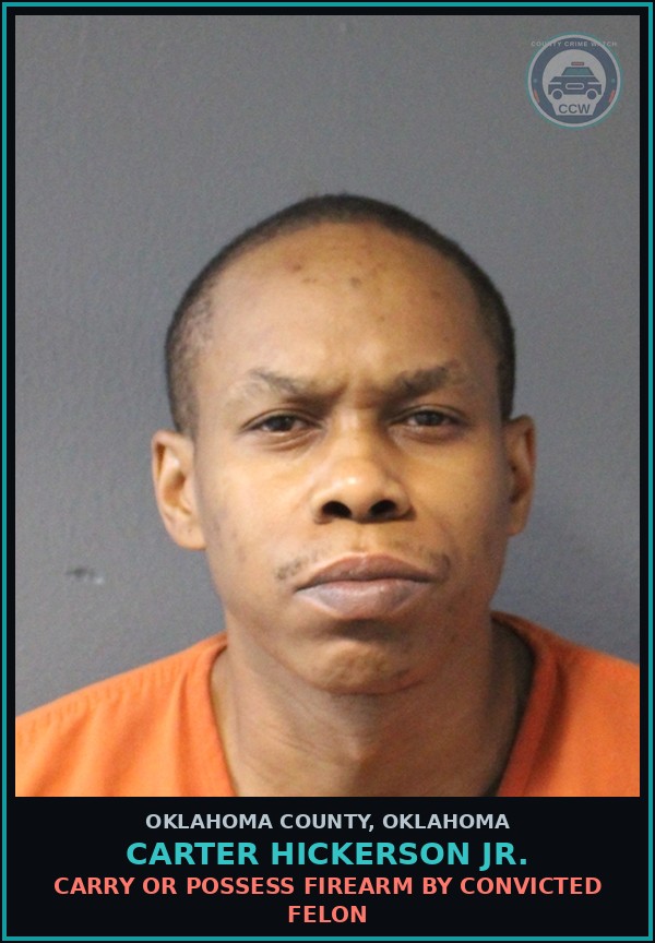 Booking mugshot of Carter Hickerson Jr. in Oklahoma County
