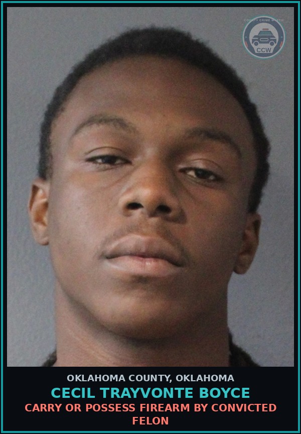 Booking mugshot of Cecil Trayvonte Boyce in Oklahoma County