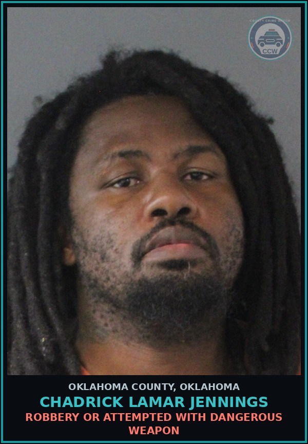 Booking mugshot of Chadrick Lamar Jennings in Oklahoma County