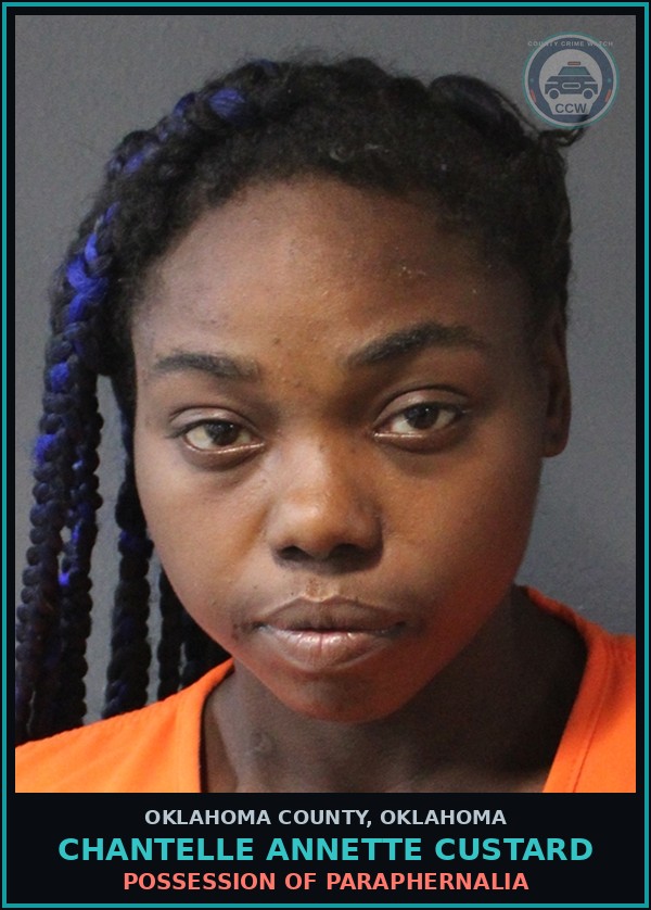 Booking mugshot of Chantelle Annette Custard in Oklahoma County