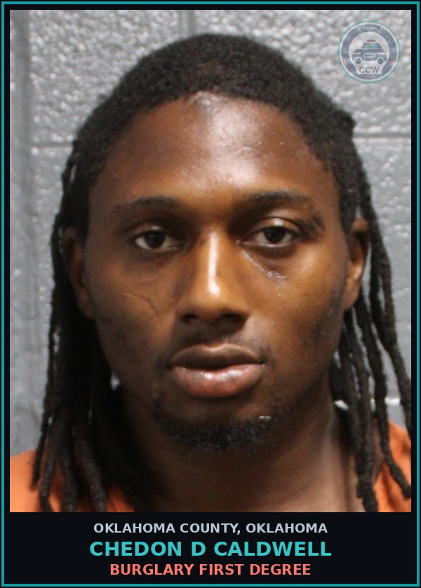 Booking mugshot of Chedon D Caldwell in Oklahoma County