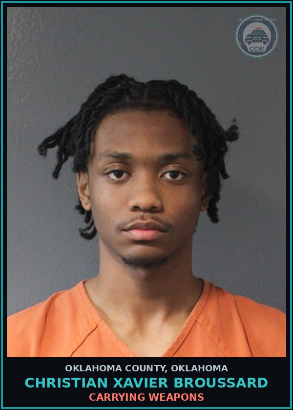 Booking mugshot of Christian Xavier Broussard in Oklahoma County
