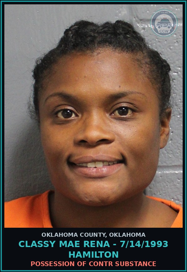 Booking mugshot of Classy Mae Rena - 7/14/1993 Hamilton in Oklahoma County