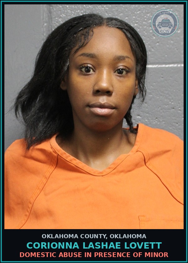 Booking mugshot of Corionna Lashae Lovett in Oklahoma County