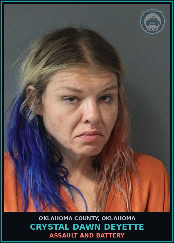 Booking mugshot of Crystal Dawn Deyette in Oklahoma County