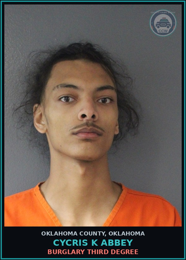 Booking mugshot of Cycris K Abbey in Oklahoma County