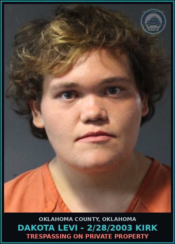 Booking mugshot of Dakota Levi - 2/28/2003 Kirk in Oklahoma County