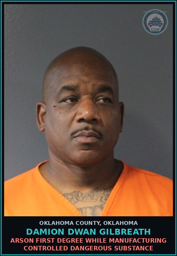 Booking mugshot of Damion Dwan Gilbreath in Oklahoma County