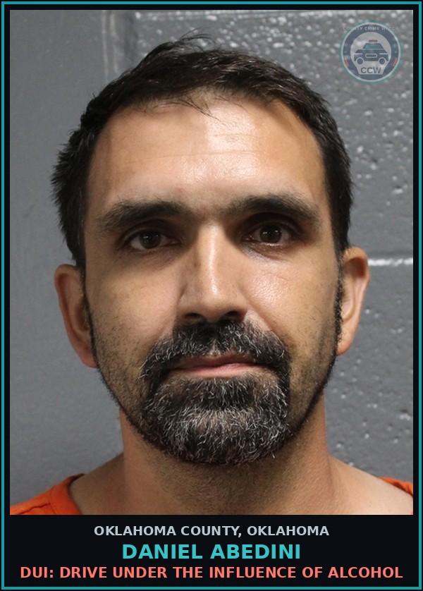 Booking mugshot of Daniel Abedini in Oklahoma County