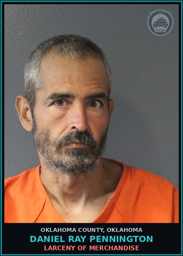 Booking mugshot of Daniel Ray Pennington in Oklahoma County