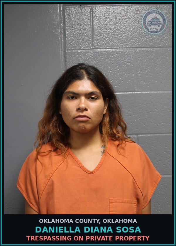 Booking mugshot of Daniella Diana Sosa in Oklahoma County