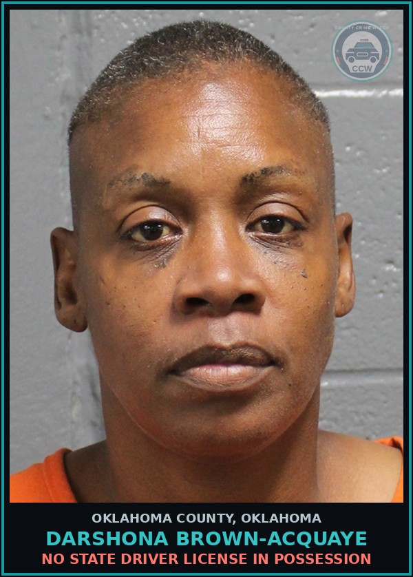 Booking mugshot of Darshona Brown-Acquaye in Oklahoma County