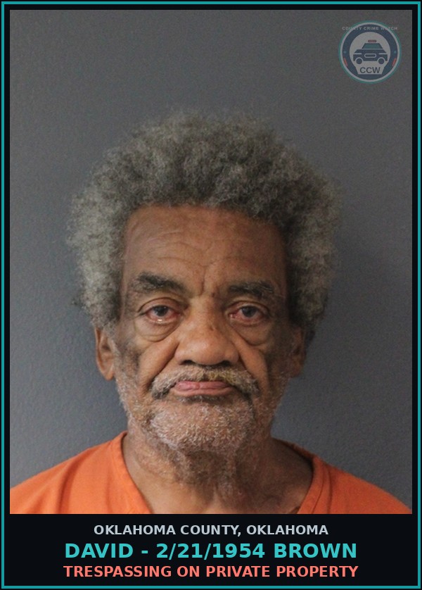 Booking mugshot of David - 2/21/1954 Brown in Oklahoma County