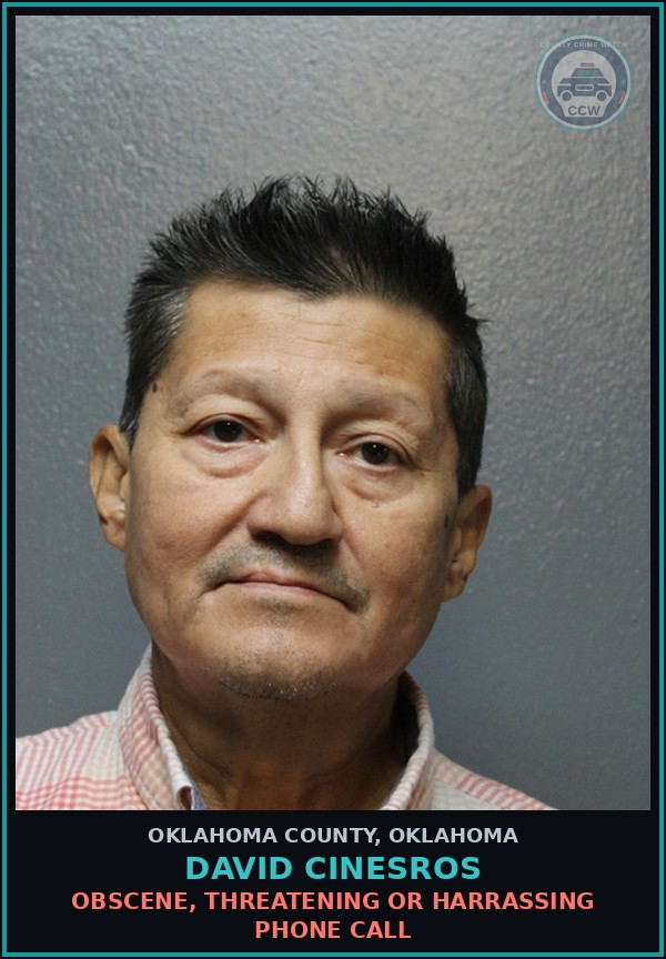 Booking mugshot of David Cinesros in Oklahoma County