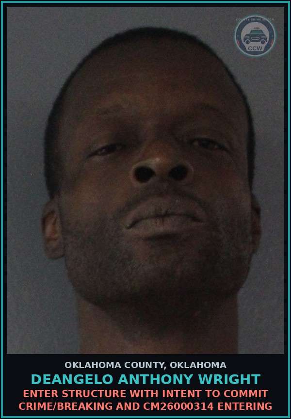 Booking mugshot of Deangelo Anthony Wright in Oklahoma County
