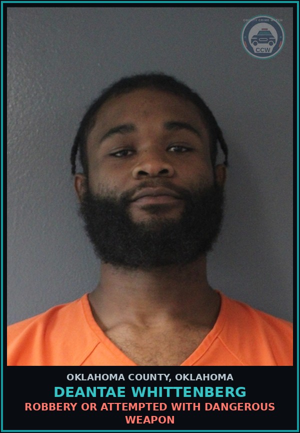 Booking mugshot of Deantae Whittenberg in Oklahoma County