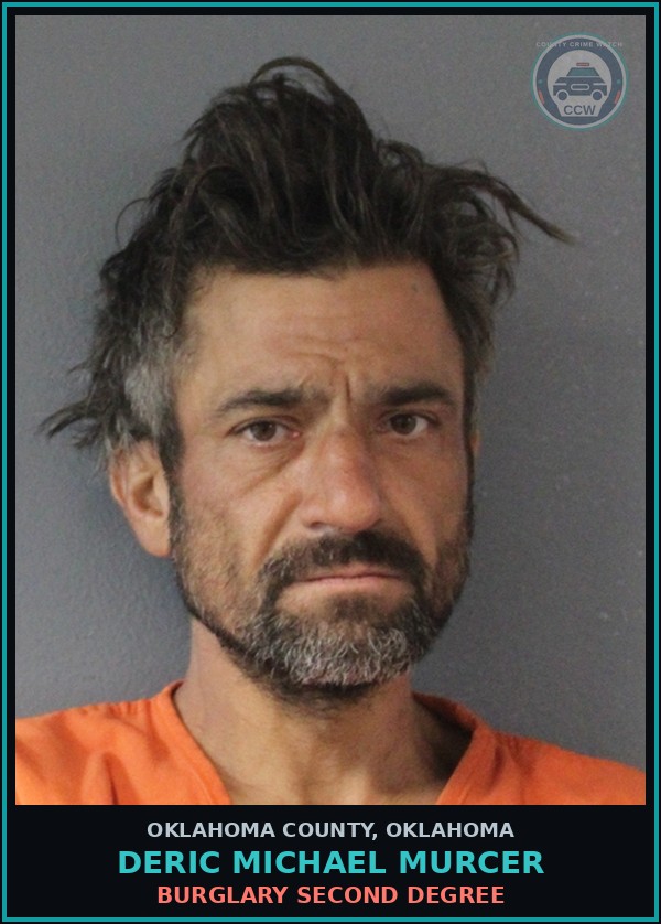 Booking mugshot of Deric Michael Murcer in Oklahoma County