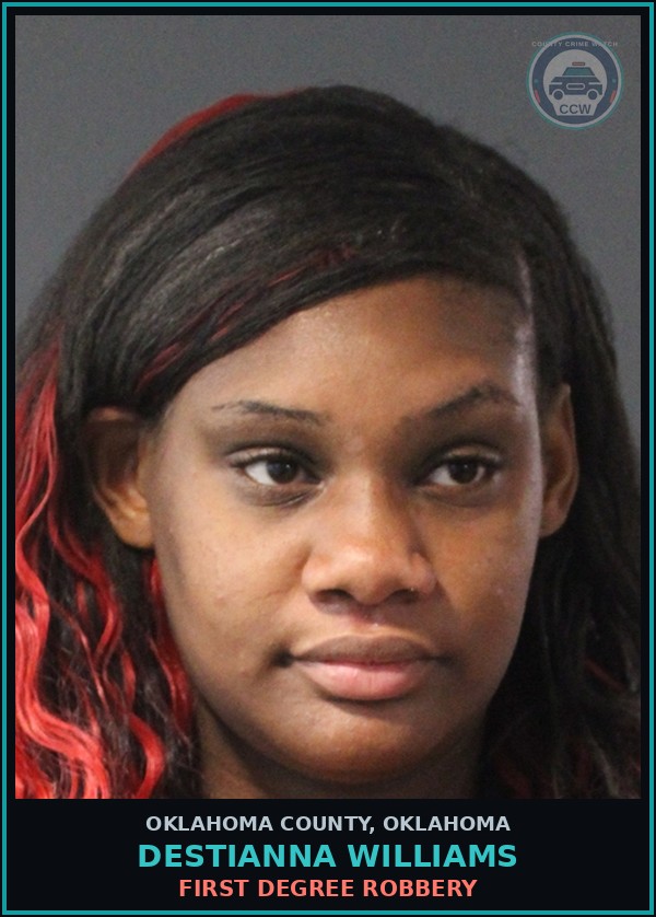 Booking mugshot of Destianna Williams in Oklahoma County