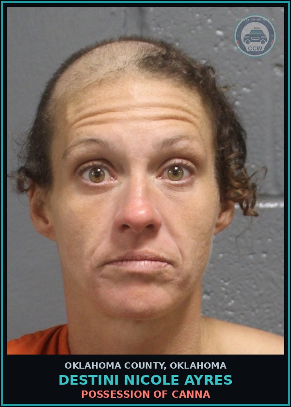 Booking mugshot of Destini Nicole Ayres in Oklahoma County