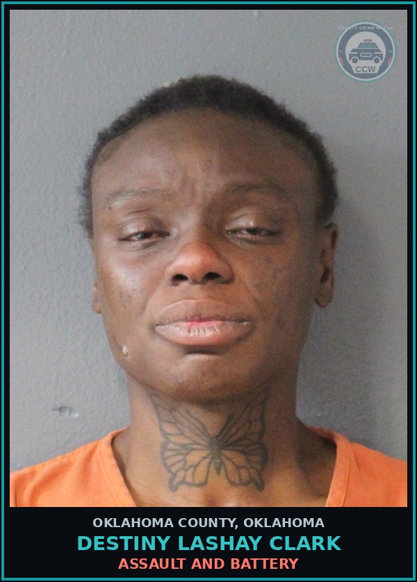 Booking mugshot of Destiny Lashay Clark in Oklahoma County